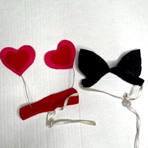 ❤️3/$30 SALE! 2 Handmade Dog Headbands Pink Heart Black Bat Cat Small Medium